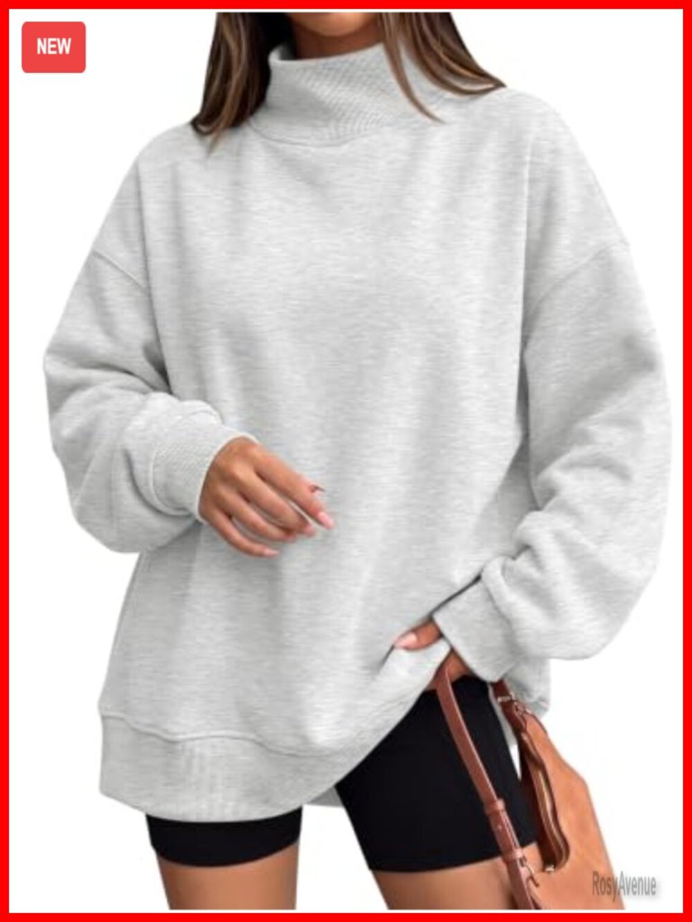 Women's Mock Neck Oversized Sweatshirt Cotton Blend Pullover